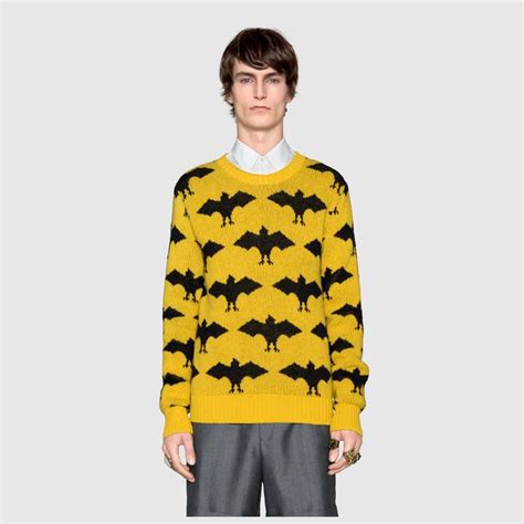 gucci bat jacquard crewneck sweater|Men's Designer Luxury Crew Neck Sweaters .